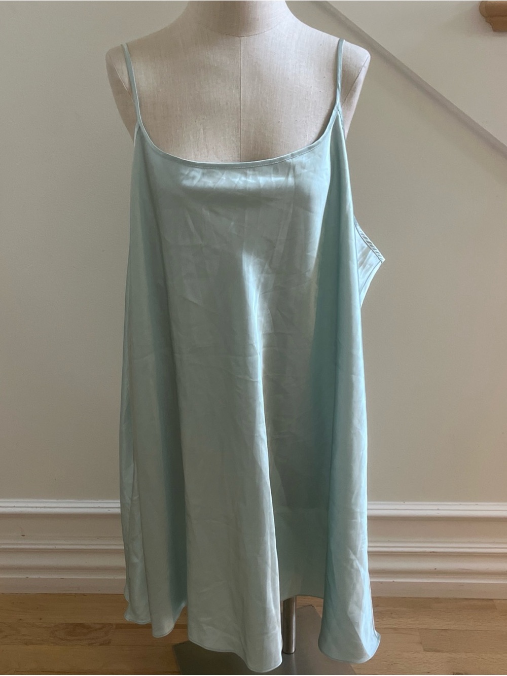 VTG Delicate Treasures Green Satin Nightgown 4X
